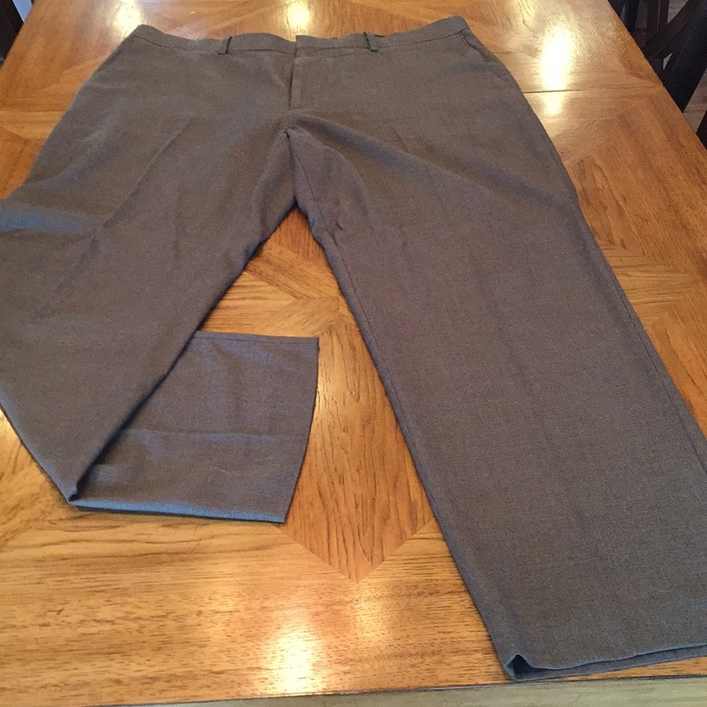 Brown with black check career pants 38x32